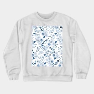 Doodle flowers in classic blue Crewneck Sweatshirt